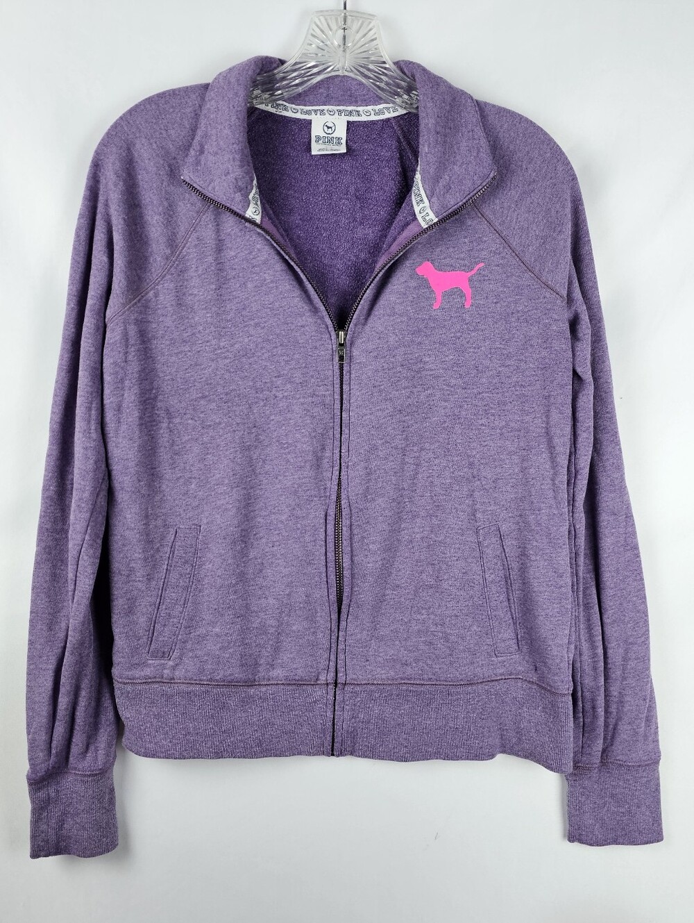Pink Victoria's Secret Y2K Heather Purple Full Zip Jacket Sm Athleisure FLAWED